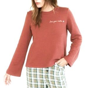 Christy Dawn Rust Love Your Mother Bell Sleeve Crew Neck Sweatshirt